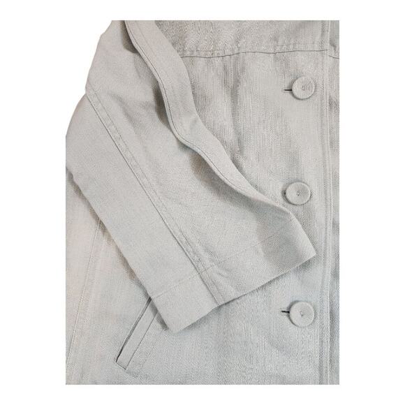 J. Jill womens sz med. linen blend jacket green button up pockets collar - Picture 5 of 11